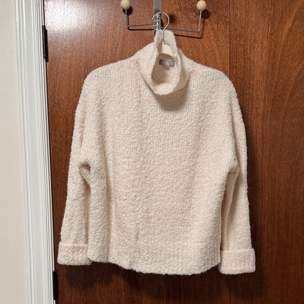 J. Crew Cream Textured Turtleneck Sweater